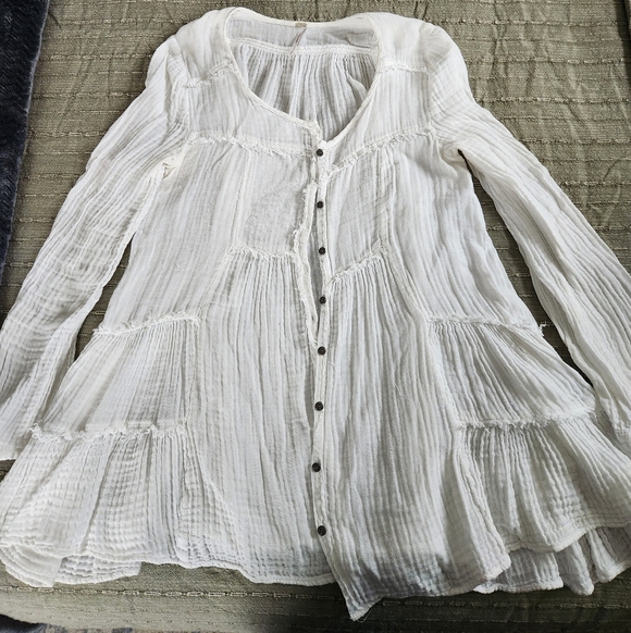 Free People Tops - Free People White Button-Down Tunic